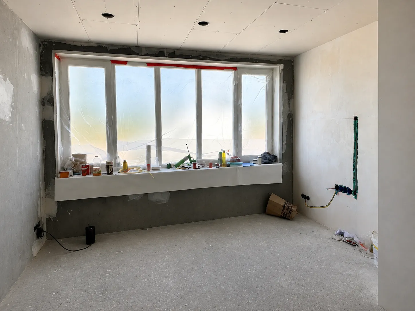 Casco woning voor afbouw met kale wanden en raampartij, Berkel en Rodenrijs